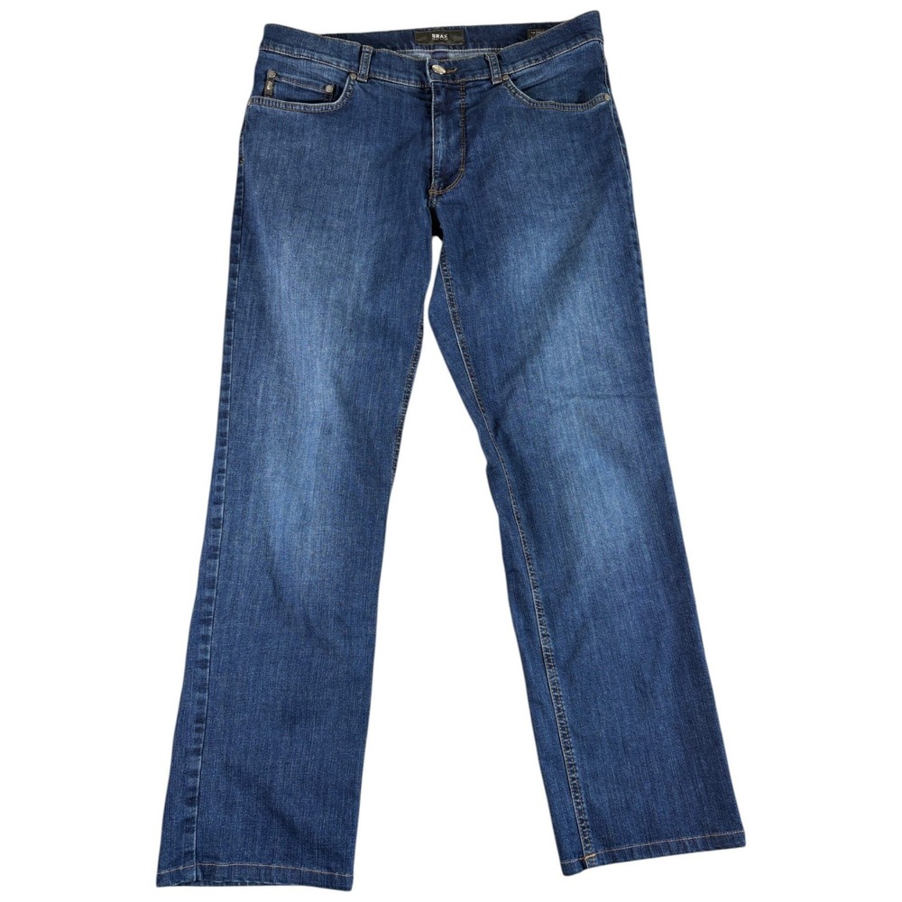 Brax Jeans Mens 36x34 Blue Good Straight Leg Premium Faded Denim Pants